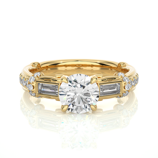 Baguette And Round Cut Lab grown Diamond Ring ,1.50 Carat Diamond Ring For Her And All Occasion