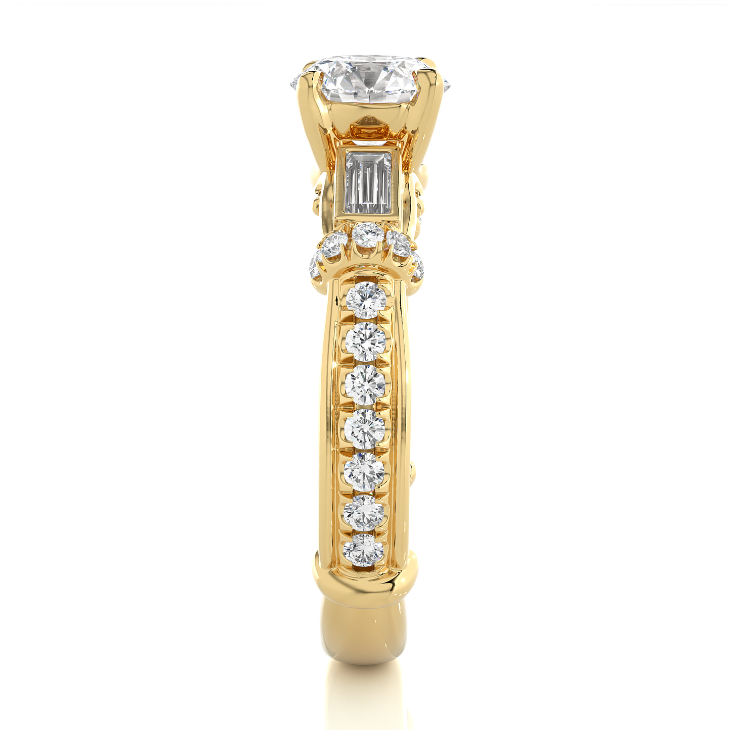 Baguette And Round Cut Lab grown Diamond Ring ,1.50 Carat Diamond Ring For Her And All Occasion - HIGHCARAT DIAMONDS