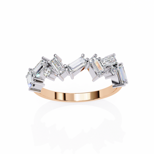 Baguette And Round Cut Top Grade Diamond Antique Minimalist Half Eternity Classic Band Gift For Women's - HIGHCARAT DIAMONDS