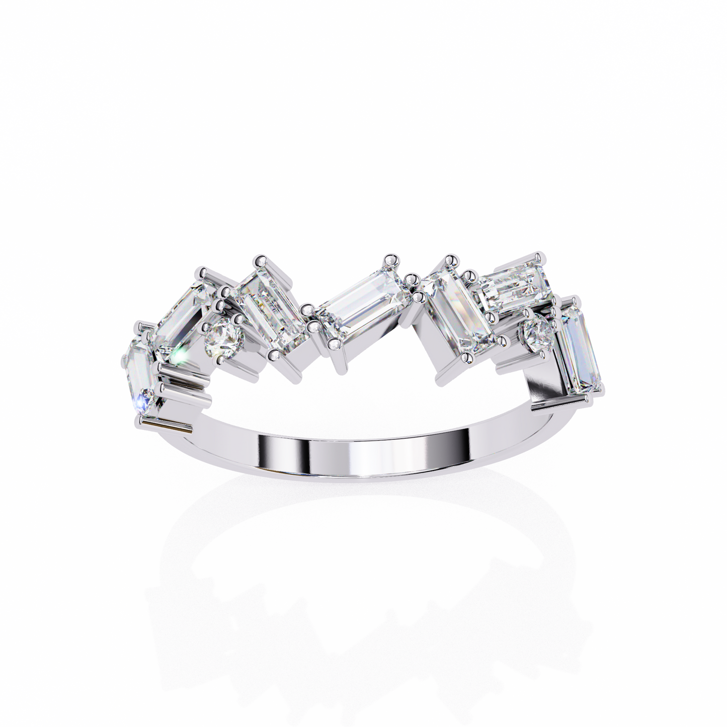 Baguette And Round Cut Top Grade Diamond Antique Minimalist Half Eternity Classic Band Gift For Women's - HIGHCARAT DIAMONDS