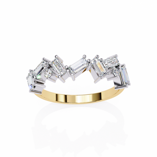 Baguette And Round Cut Top Grade Diamond Antique Minimalist Half Eternity Classic Band Gift For Women's - HIGHCARAT DIAMONDS