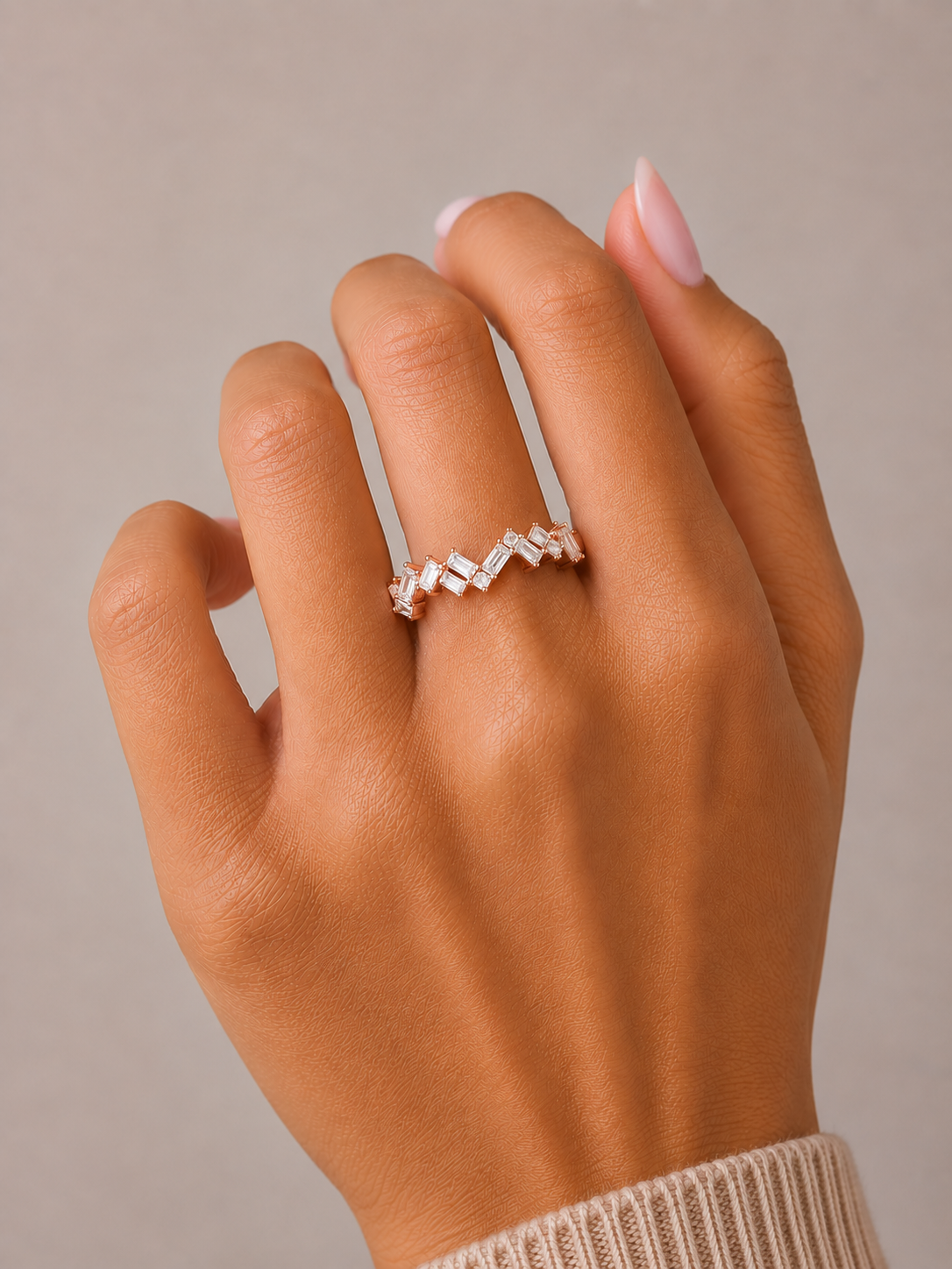 Baguette And Round Cut Top Grade Diamond Antique Minimalist Half Eternity Classic Band Gift For Women's - HIGHCARAT DIAMONDS