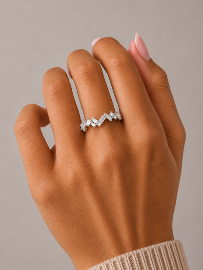 Baguette And Round Cut Top Grade Diamond Antique Minimalist Half Eternity Classic Band Gift For Women's - HIGHCARAT DIAMONDS