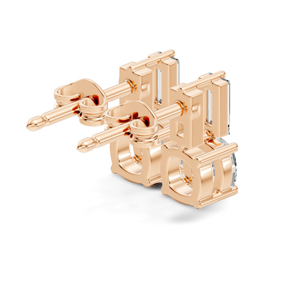 Baguette and Cushion Cut Lab Grown Diamond Vintage Minimalist Cluster Statement Stud Earring For Her - HIGHCARAT DIAMONDS
