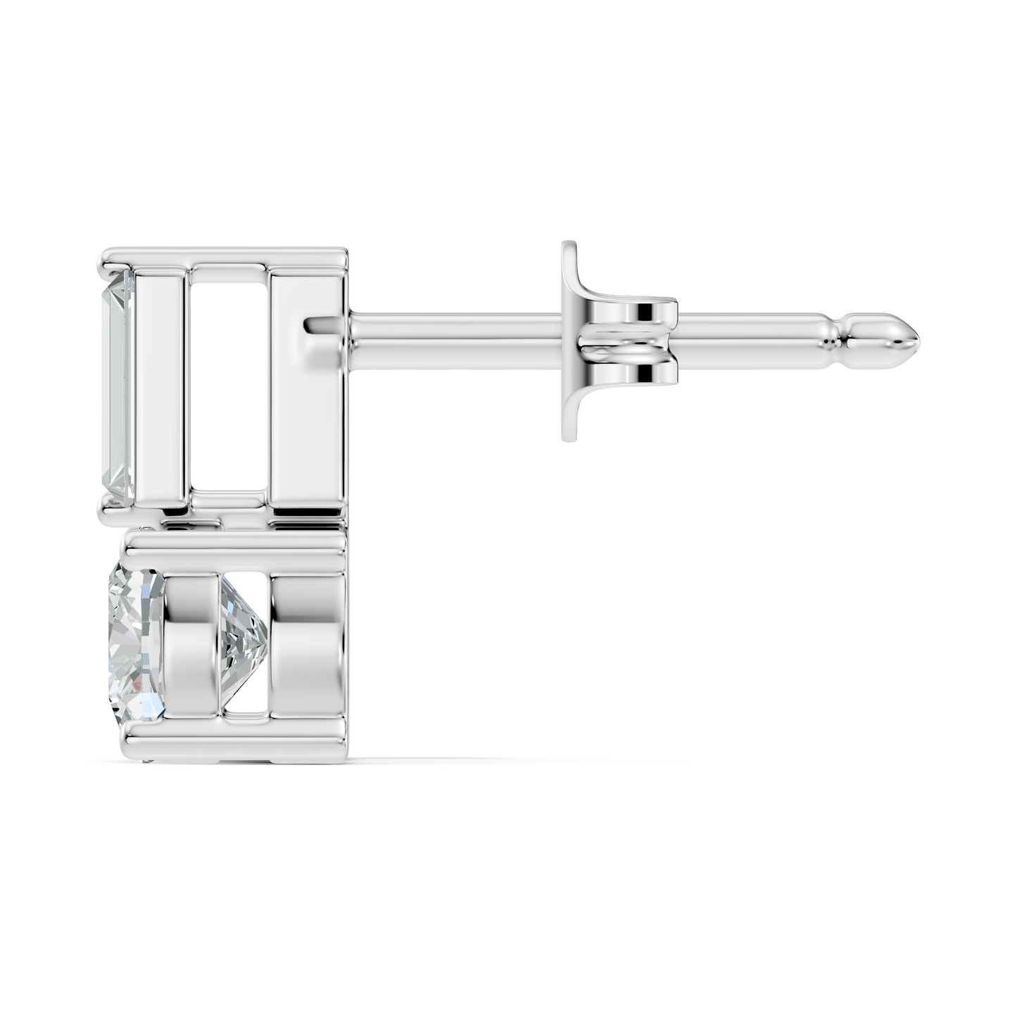 Baguette and Cushion Cut Lab Grown Diamond Vintage Minimalist Cluster Statement Stud Earring For Her - HIGHCARAT DIAMONDS