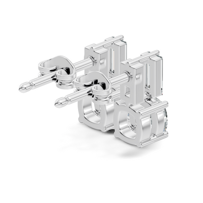 Baguette and Cushion Cut Lab Grown Diamond Vintage Minimalist Cluster Statement Stud Earring For Her - HIGHCARAT DIAMONDS