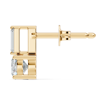 Baguette and Cushion Cut Lab Grown Diamond Vintage Minimalist Cluster Statement Stud Earring For Her - HIGHCARAT DIAMONDS