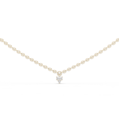 14k Solid Rose Gold 5 Stone Round & Baguette Square Shape Lab Grown & Natural Diamond Simply Classic Look Diamond Necklace - HIGHCARAT DIAMONDS