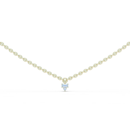 14k Solid Rose Gold 5 Stone Round & Baguette Square Shape Lab Grown & Natural Diamond Simply Classic Look Diamond Necklace - HIGHCARAT DIAMONDS