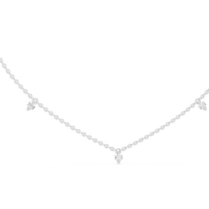 14k Solid Rose Gold 5 Stone Round & Baguette Square Shape Lab Grown & Natural Diamond Simply Classic Look Diamond Necklace - HIGHCARAT DIAMONDS