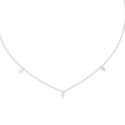14k Solid Rose Gold 5 Stone Round & Baguette Square Shape Lab Grown & Natural Diamond Simply Classic Look Diamond Necklace - HIGHCARAT DIAMONDS