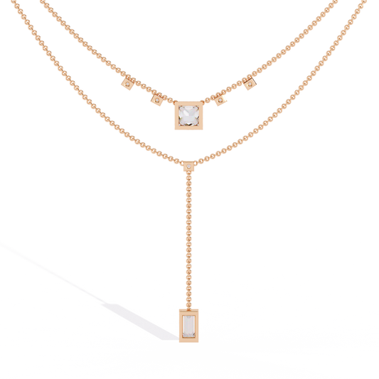 Baguette, Princess And Round Cut 3.44 Ct  Lab Grown Diamond Bezel Set Dainty Diamond Necklace For gifted by bridal - HIGHCARAT DIAMONDS