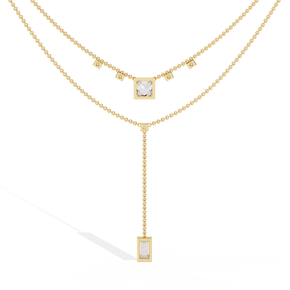Baguette, Princess And Round Cut 3.44 Ct  Lab Grown Diamond Bezel Set Dainty Diamond Necklace For gifted by bridal - HIGHCARAT DIAMONDS
