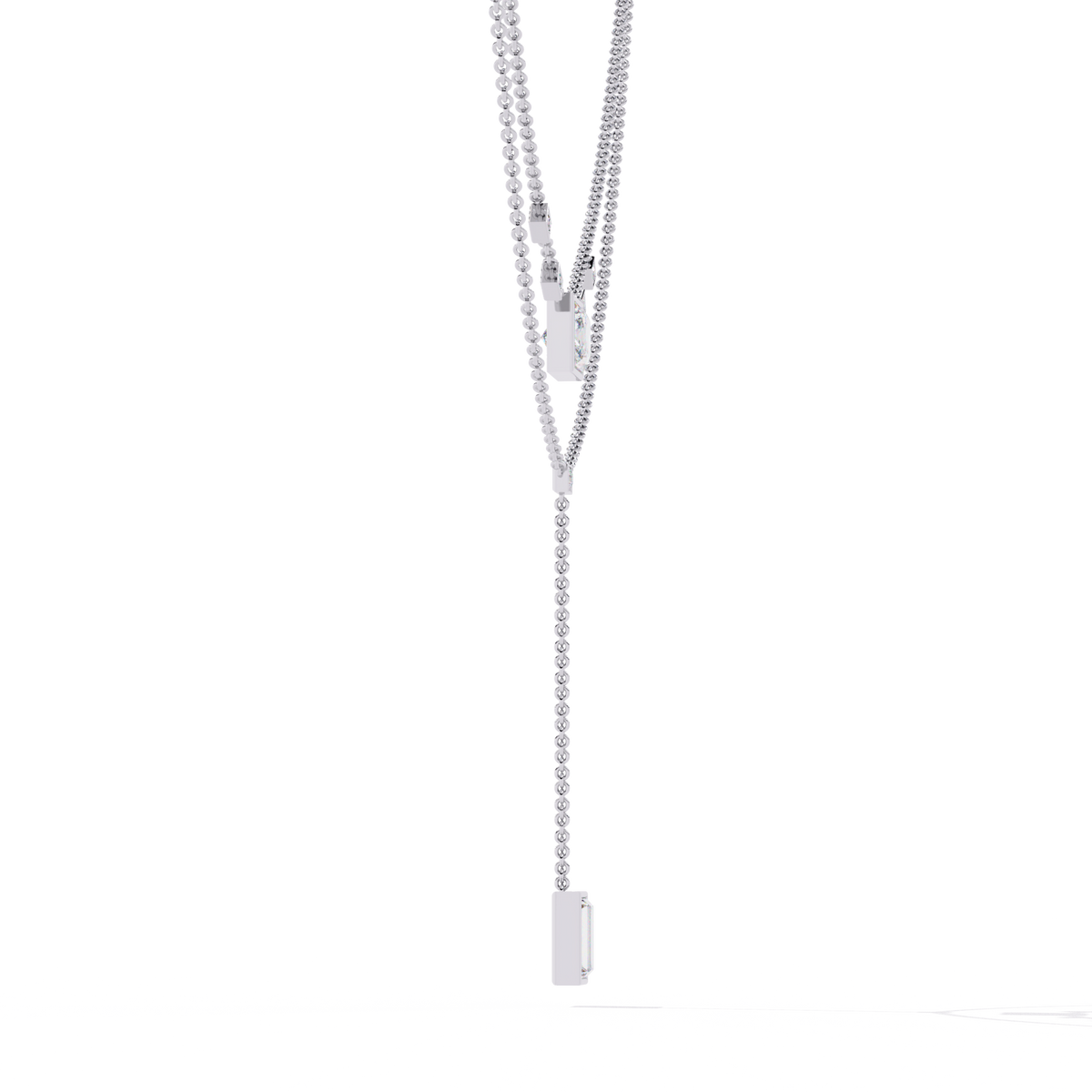 Baguette, Princess And Round Cut 3.44 Ct  Lab Grown Diamond Bezel Set Dainty Diamond Necklace For gifted by bridal - HIGHCARAT DIAMONDS