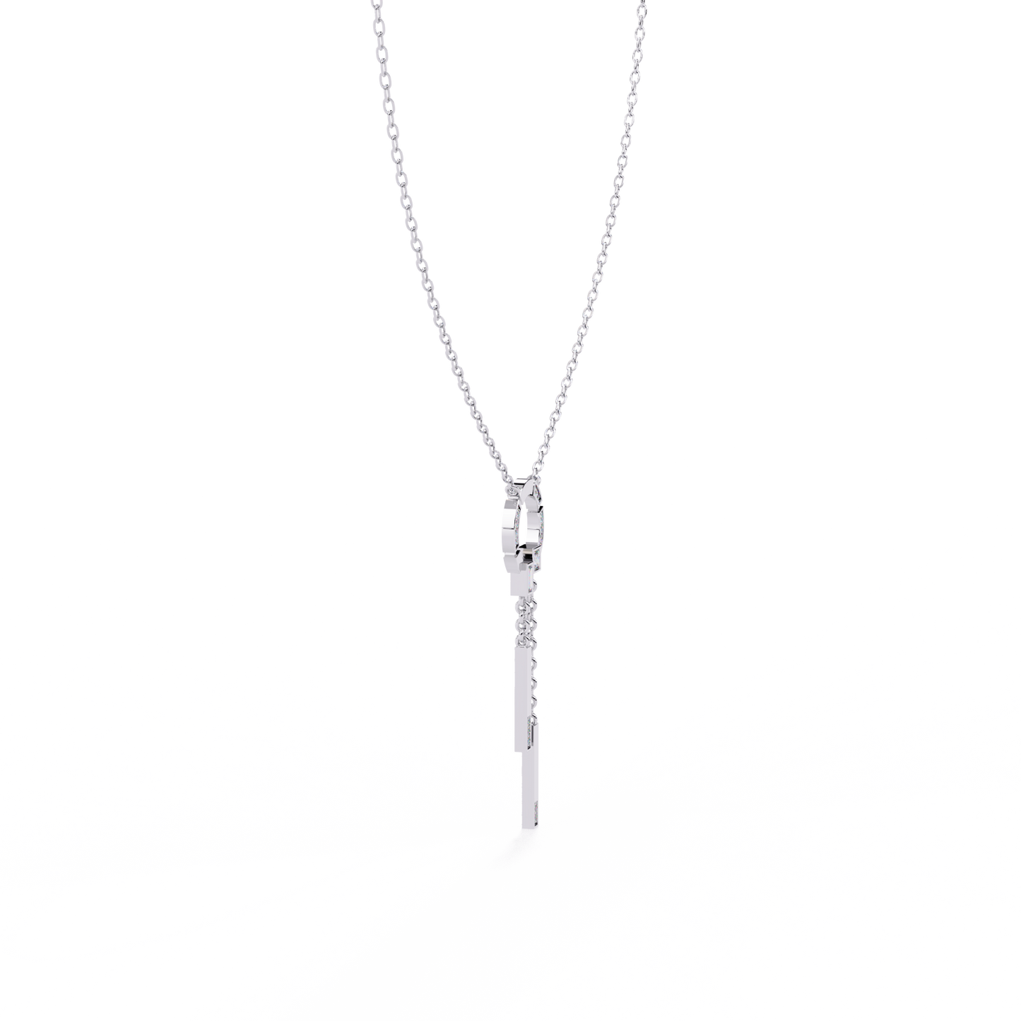 Baguette, Princess and Round 14K Solid Rose Gold Natural Cut Diamond Bezel Set Antique Necklace Gifted for Women's - HIGHCARAT DIAMONDS