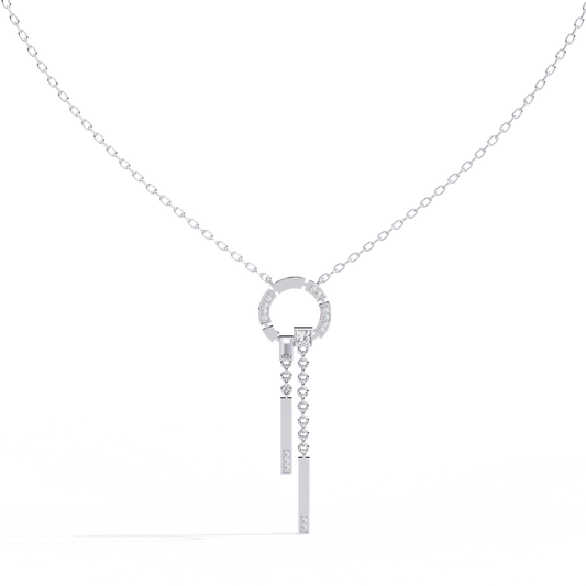 Baguette, Princess and Round 14K Solid Rose Gold Natural Cut Diamond Bezel Set Antique Necklace Gifted for Women's - HIGHCARAT DIAMONDS