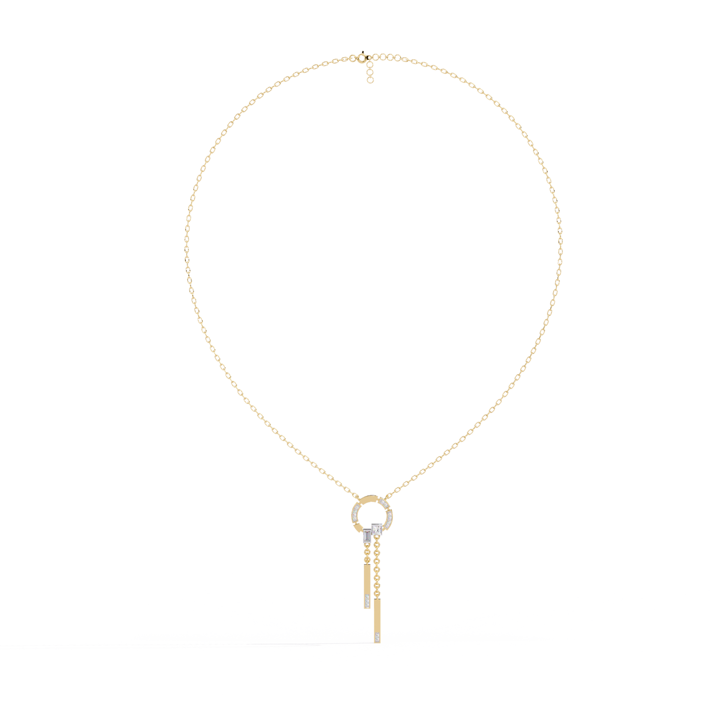 Baguette, Princess and Round 14K Solid Rose Gold Natural Cut Diamond Bezel Set Antique Necklace Gifted for Women's - HIGHCARAT DIAMONDS