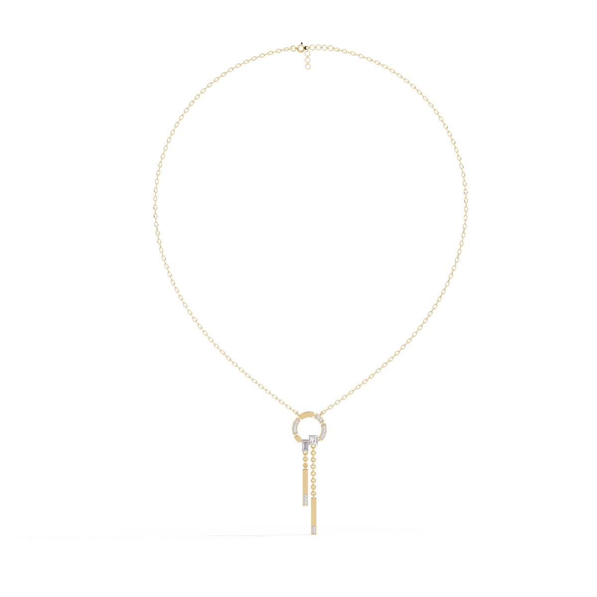 Baguette, Princess and Round 14K Solid Rose Gold Natural Cut Diamond Bezel Set Antique Necklace Gifted for Women's - HIGHCARAT DIAMONDS