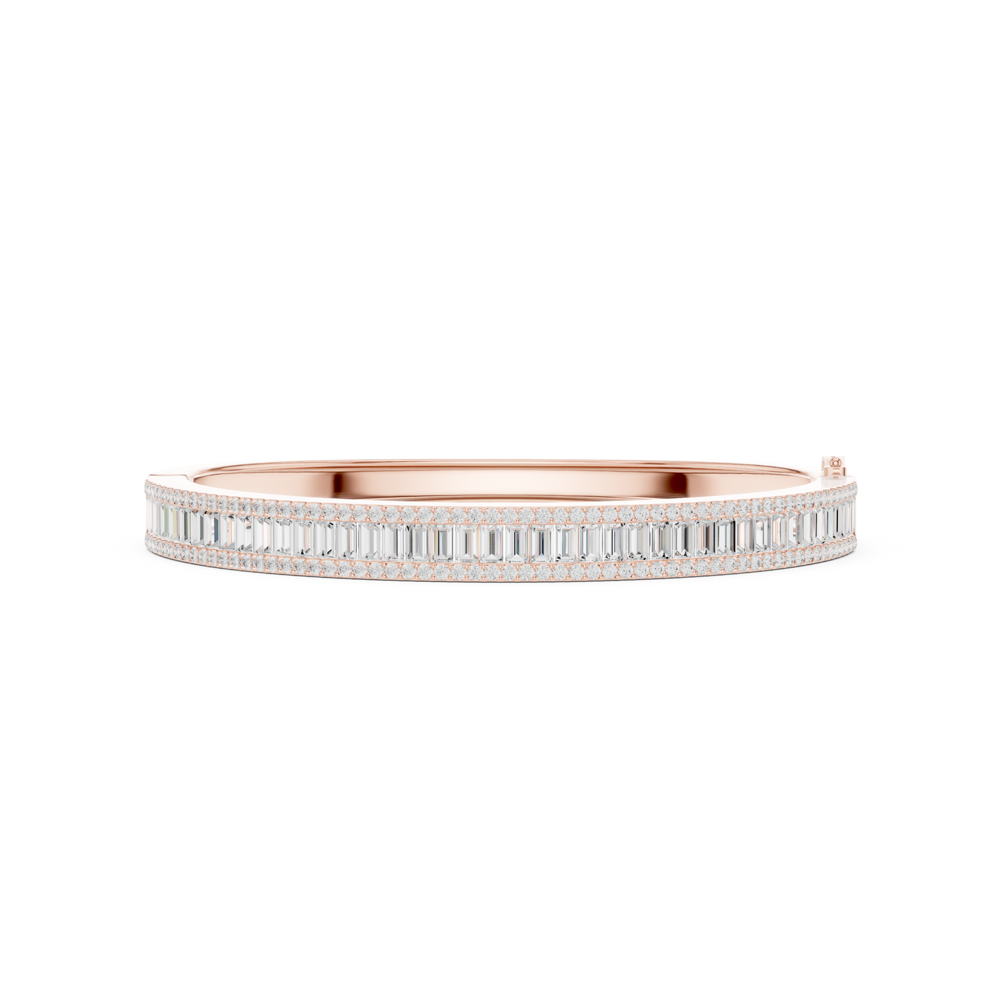 Baguette & Round Cut 5.32CT Lab Grown Diamond Classic Bangle Bracelet - HIGHCARAT DIAMONDS
