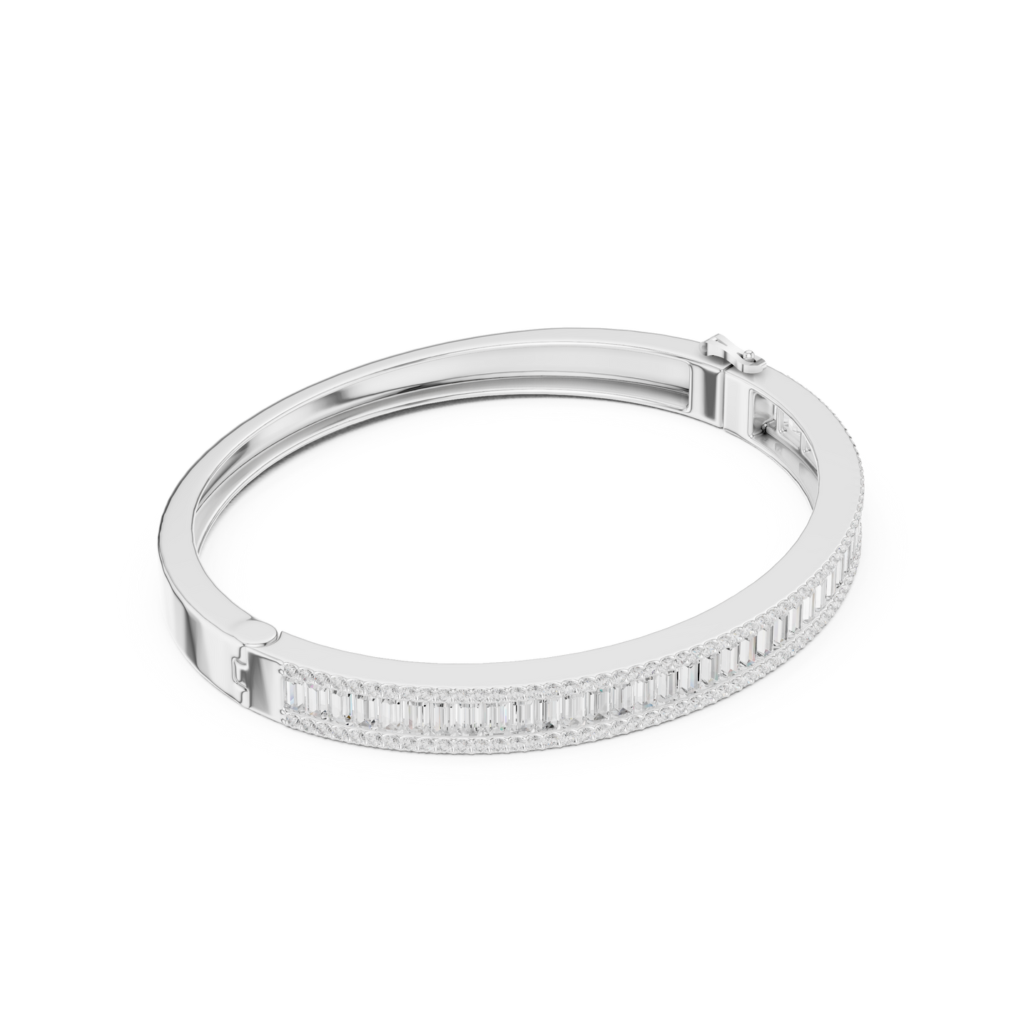 Baguette & Round Cut 5.32CT Lab Grown Diamond Classic Bangle Bracelet - HIGHCARAT DIAMONDS