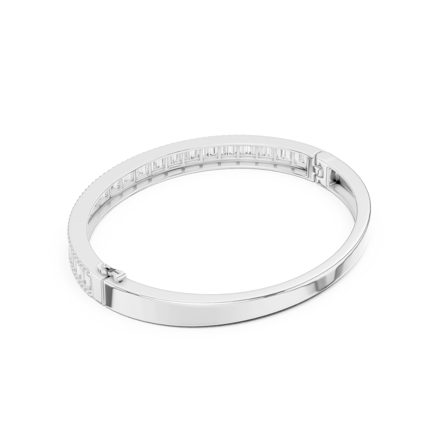 Baguette & Round Cut 5.32CT Lab Grown Diamond Classic Bangle Bracelet - HIGHCARAT DIAMONDS