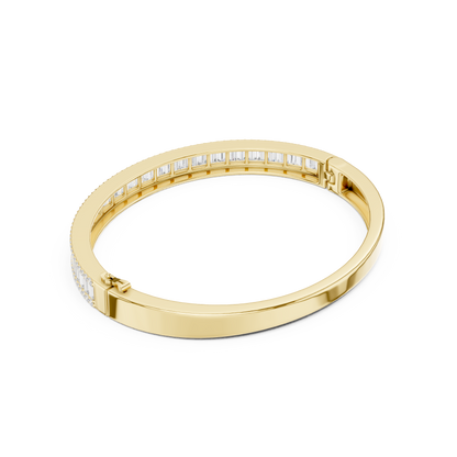 Baguette & Round Cut 5.32CT Lab Grown Diamond Classic Bangle Bracelet - HIGHCARAT DIAMONDS