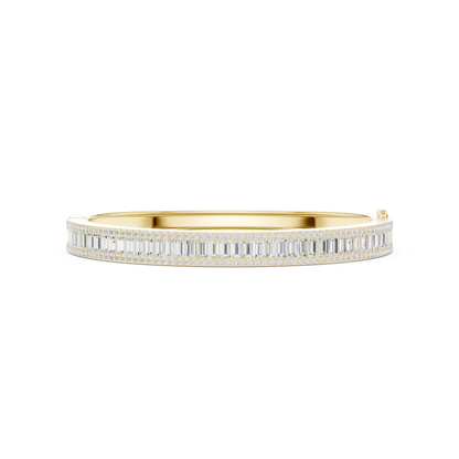 Baguette & Round Cut 5.32CT Lab Grown Diamond Classic Bangle Bracelet - HIGHCARAT DIAMONDS