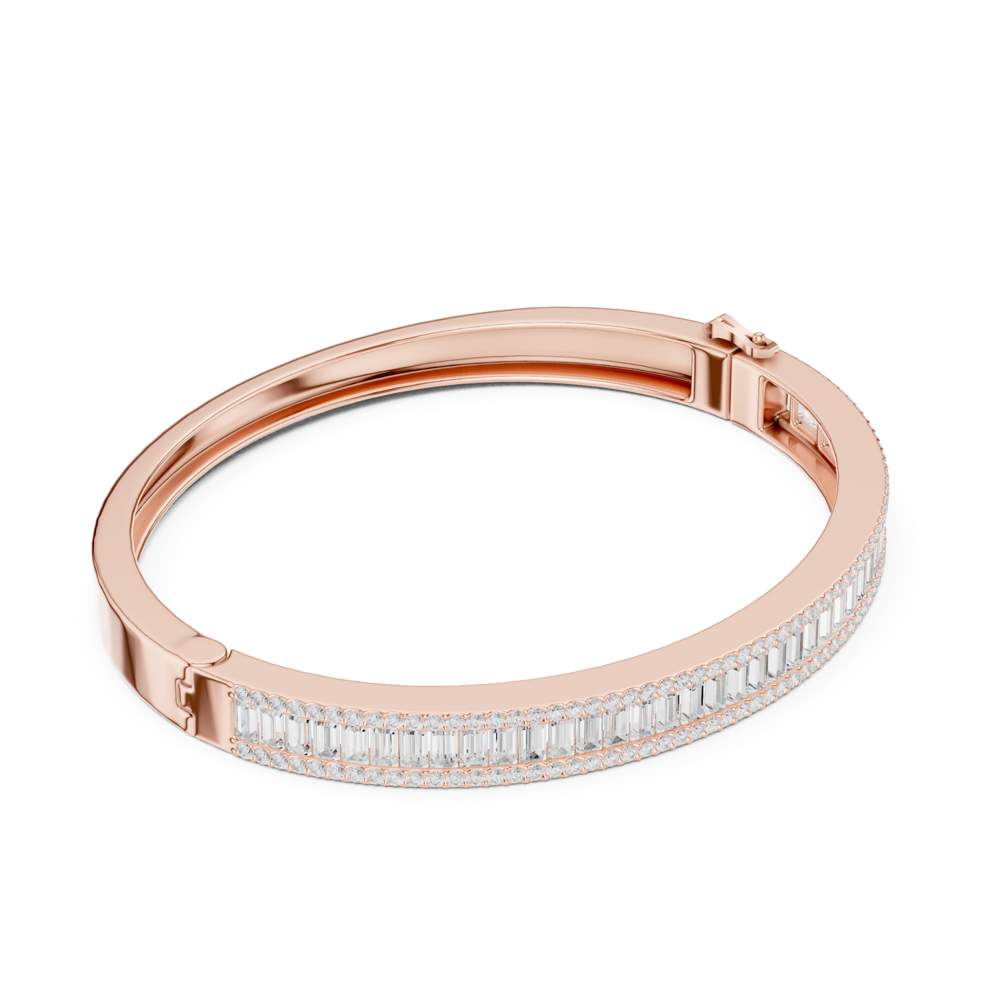 Baguette & Round Cut 5.32CT Lab Grown Diamond Classic Bangle Bracelet - HIGHCARAT DIAMONDS