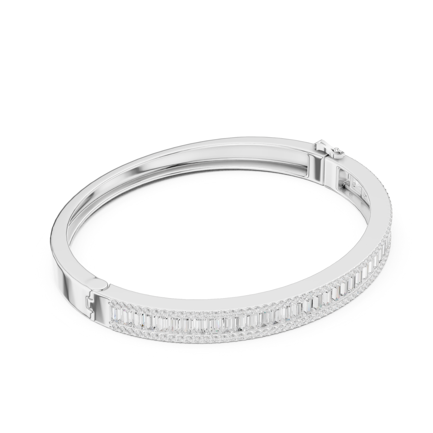 Baguette & Round Cut 5.32CT Lab Grown Diamond Classic Bangle Bracelet - HIGHCARAT DIAMONDS