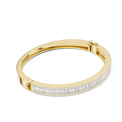 Baguette & Round Cut 5.32CT Lab Grown Diamond Classic Bangle Bracelet - HIGHCARAT DIAMONDS