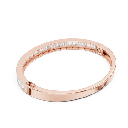Baguette & Round Cut 5.32CT Lab Grown Diamond Classic Bangle Bracelet - HIGHCARAT DIAMONDS