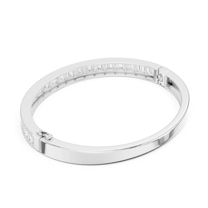 Baguette & Round Cut 5.32CT Lab Grown Diamond Classic Bangle Bracelet - HIGHCARAT DIAMONDS