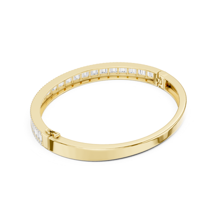 Baguette & Round Cut 5.32CT Lab Grown Diamond Classic Bangle Bracelet - HIGHCARAT DIAMONDS