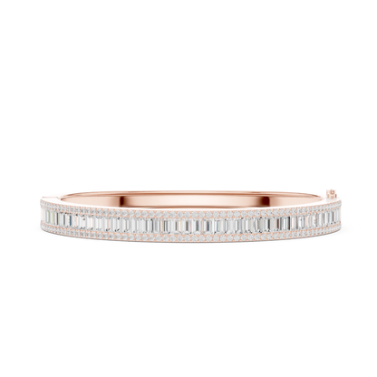 Baguette & Round Cut 5.32CT Lab Grown Diamond Classic Bangle Bracelet - HIGHCARAT DIAMONDS