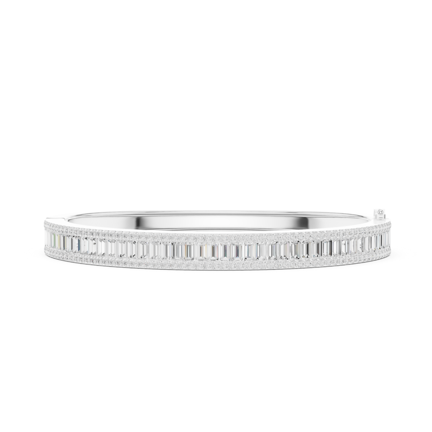 Baguette & Round Cut 5.32CT Lab Grown Diamond Classic Bangle Bracelet - HIGHCARAT DIAMONDS