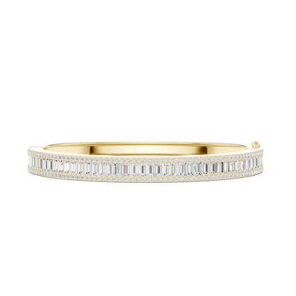 Baguette & Round Cut 5.32CT Lab Grown Diamond Classic Bangle Bracelet - HIGHCARAT DIAMONDS