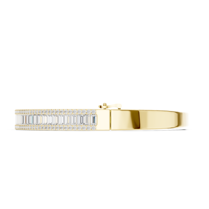 Baguette & Round Cut 5.32CT Lab Grown Diamond Classic Bangle Bracelet - HIGHCARAT DIAMONDS