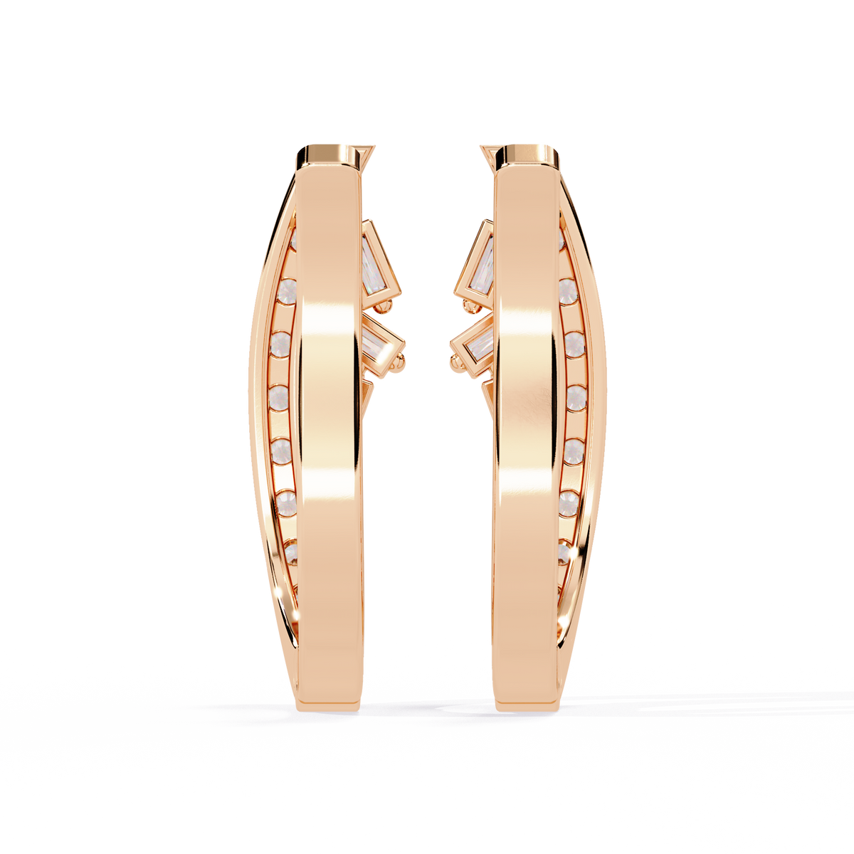 Baguette And Round Cut Diamond Sparkling Art Deco Dainty Cluster Statement Party Wear Hoop Earring Gift For Her - HIGHCARAT DIAMONDS