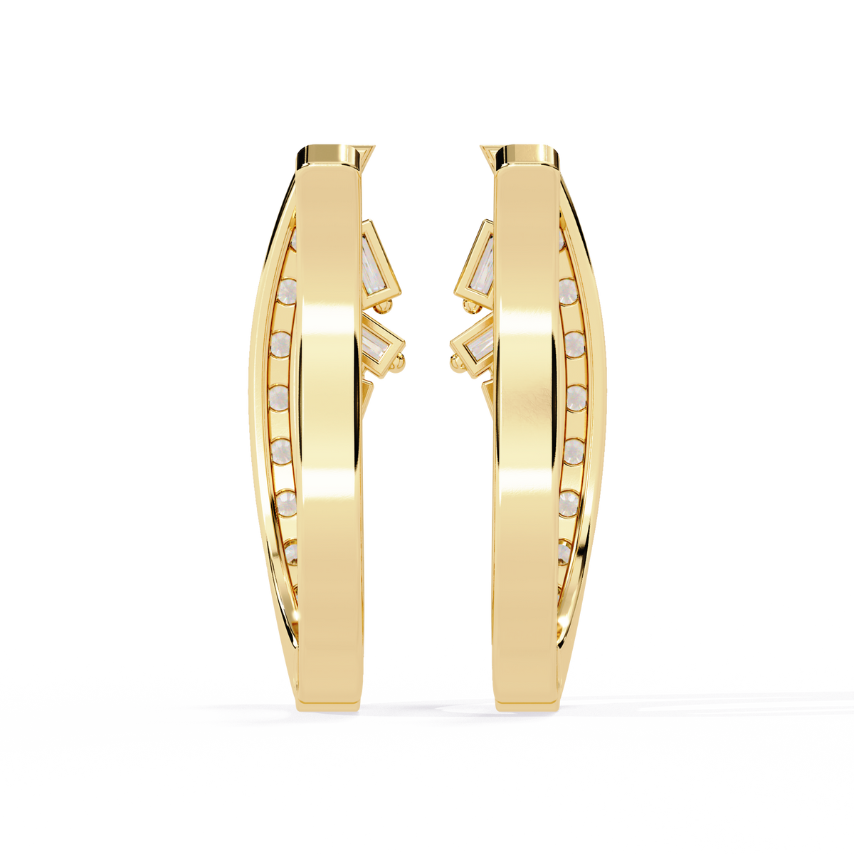 Baguette And Round Cut Diamond Sparkling Art Deco Dainty Cluster Statement Party Wear Hoop Earring Gift For Her - HIGHCARAT DIAMONDS
