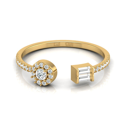 Baguette & Round Cut Lab Grown Diamond Open Cuff Ring