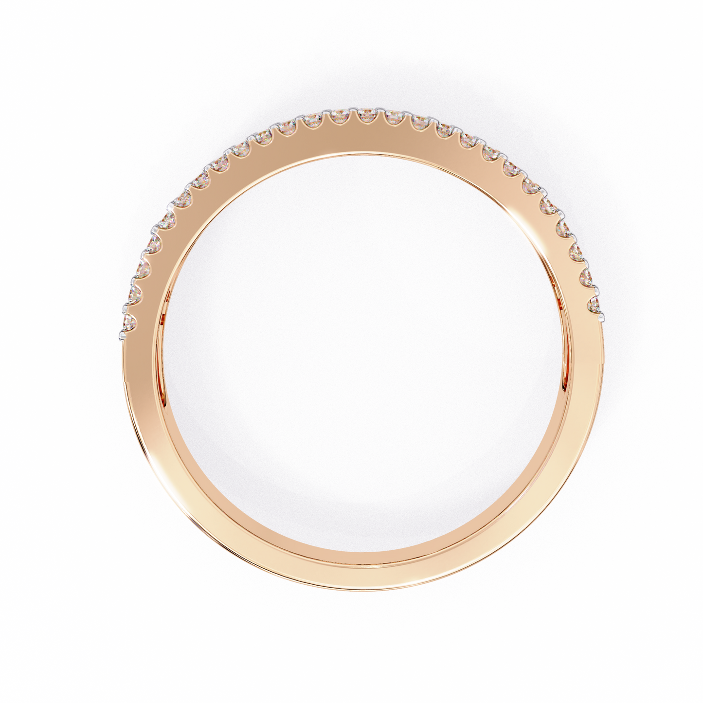 Close up of baguette cut lab diamonds with round border stone details