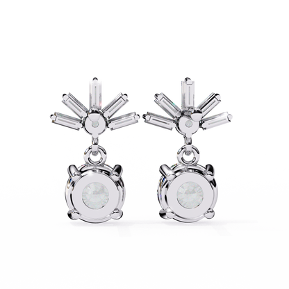 Baguette And Round Cut High Quality Diamond Antique Art Deco Vintage Classic Handmade Drop Wedding Earring Gift For Her - HIGHCARAT DIAMONDS