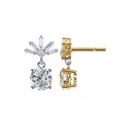 Baguette And Round Cut High Quality Diamond Antique Art Deco Vintage Classic Handmade Drop Wedding Earring Gift For Her - HIGHCARAT DIAMONDS