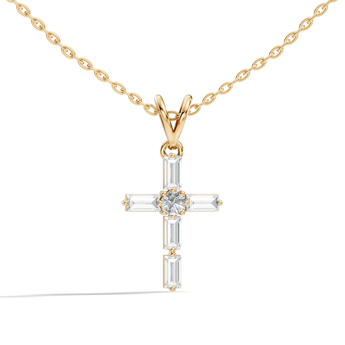 0.76 CT Baguette Cut Unisex Cross Pendant Elegant Eco-Friendly Lab-Grown Diamond Gift - HIGHCARAT DIAMONDS