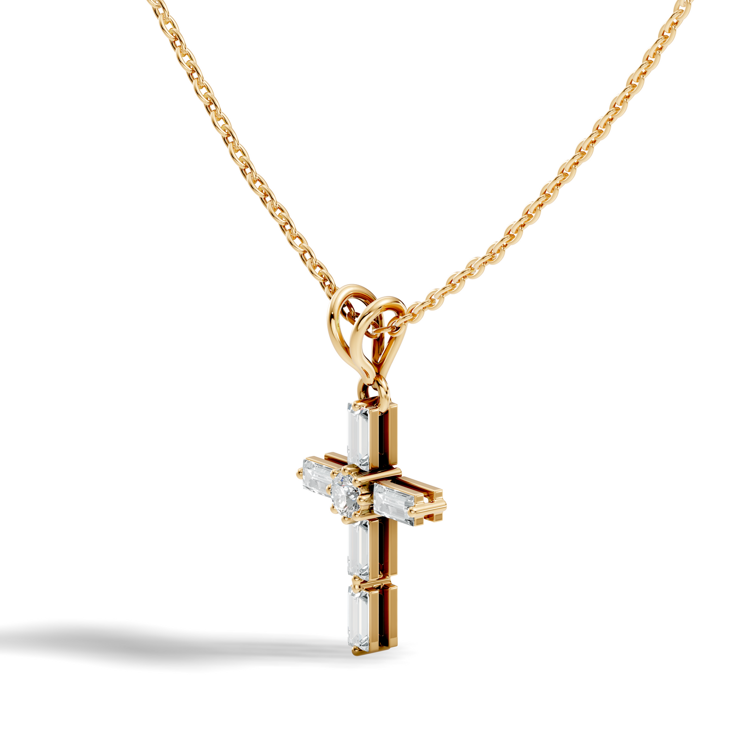 0.76 CT Baguette Cut Unisex Cross Pendant Elegant Eco-Friendly Lab-Grown Diamond Gift - HIGHCARAT DIAMONDS