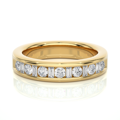Handcrafted Eternity Band With Baguette And Round Labgrown Diamonds For Special Occasions - HIGHCARAT DIAMONDS