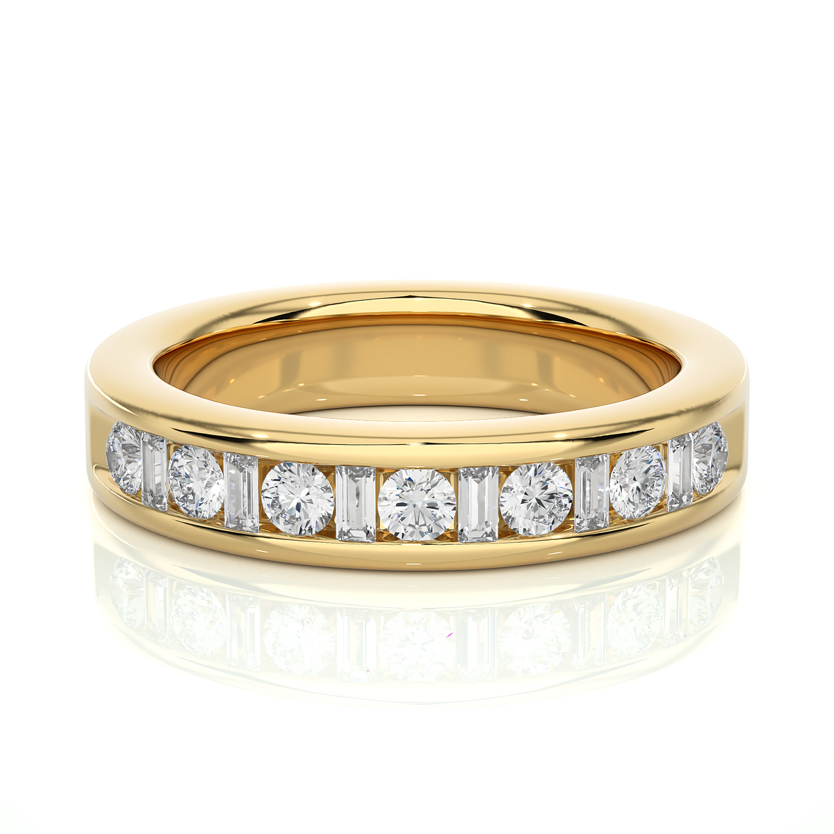 Handcrafted Eternity Band With Baguette And Round Labgrown Diamonds For Special Occasions - HIGHCARAT DIAMONDS