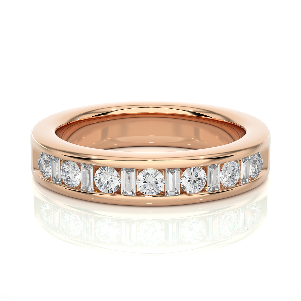 Handcrafted Eternity Band With Baguette And Round Labgrown Diamonds For Special Occasions - HIGHCARAT DIAMONDS