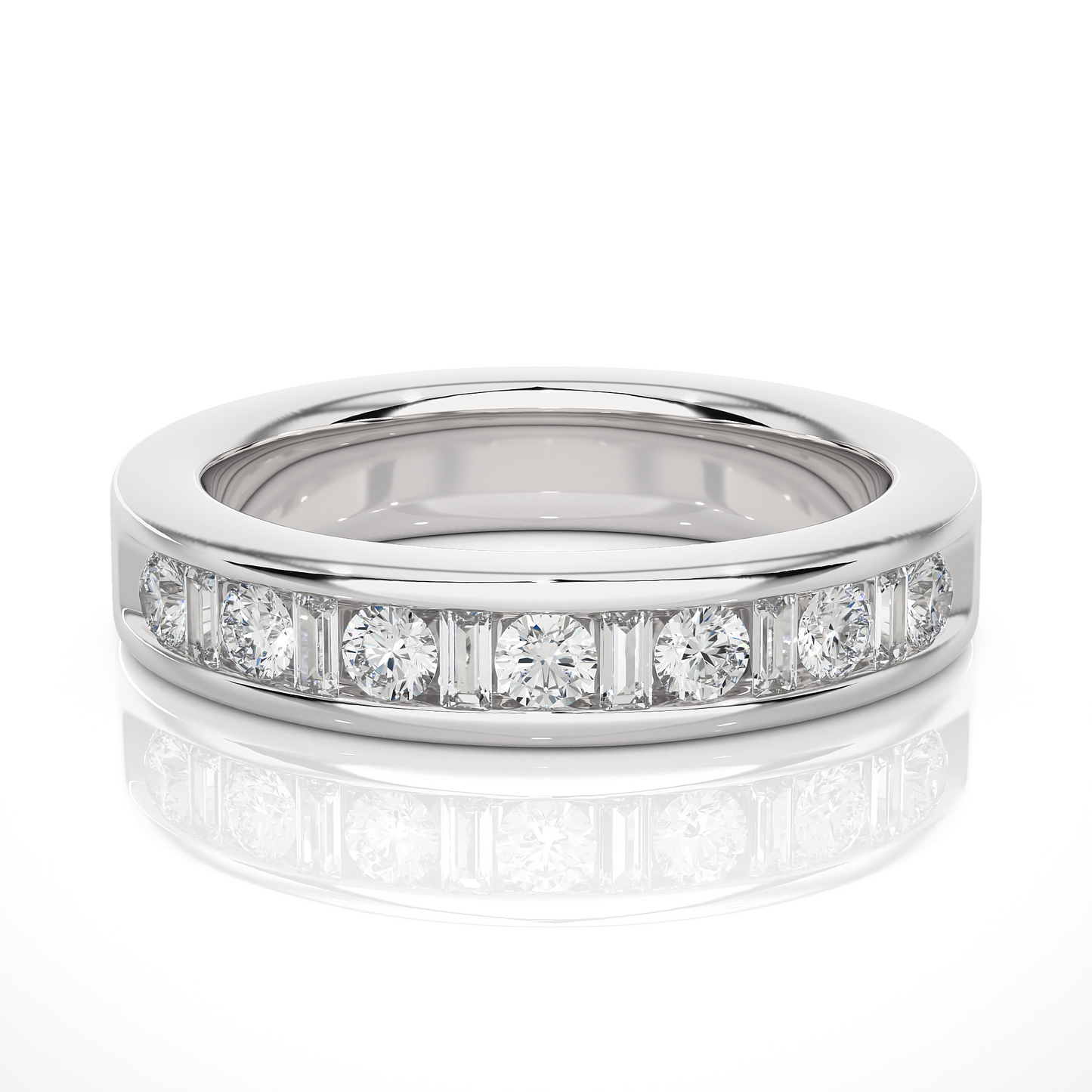 Handcrafted Eternity Band With Baguette And Round Labgrown Diamonds For Special Occasions - HIGHCARAT DIAMONDS