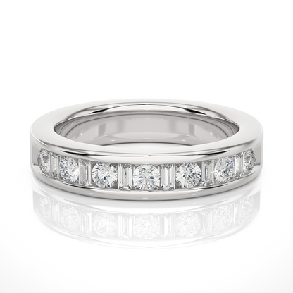 Handcrafted Eternity Band With Baguette And Round Labgrown Diamonds For Special Occasions - HIGHCARAT DIAMONDS